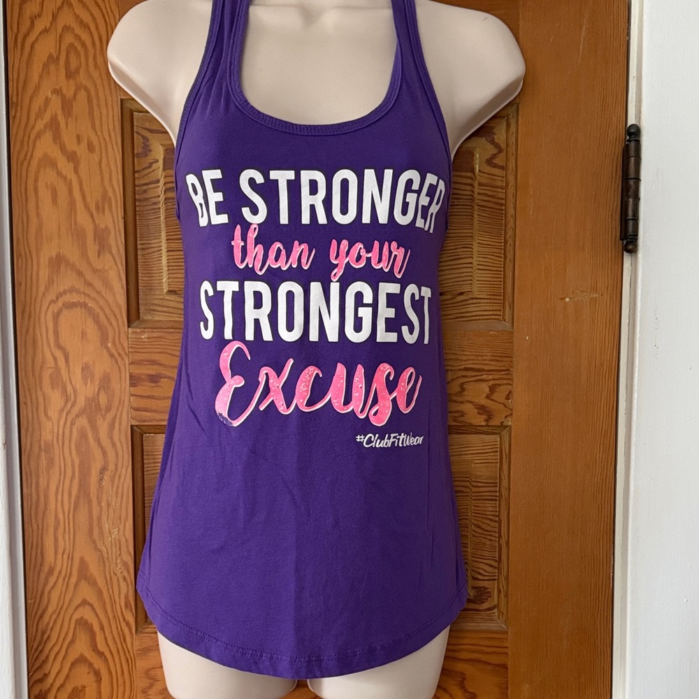 “Be Stronger Than Your Strongest Excuse" #ClubFitWear Purple Racerback Tank